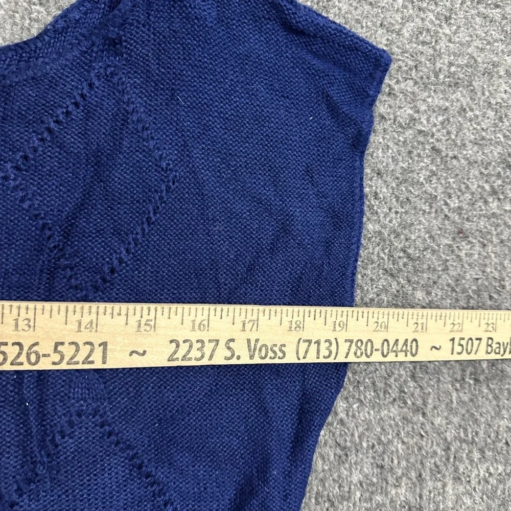 Barry & Me Sweater Vest Womens Size M Blue Diamond Pointelle Knit Made in USA